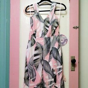 NWT Open-Back Slit-Hem Jumpsuit (S)